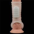 Kép 6/8 - Lovetoy Vibrating Silk Knights Ring With Scrotum Sleeve (White) III