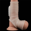 Kép 8/8 - Lovetoy Vibrating Silk Knights Ring With Scrotum Sleeve (White) III
