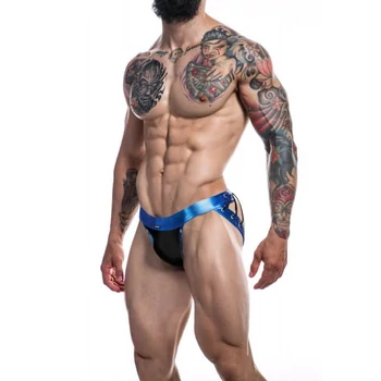 Cut4Men Desire Jockstrap Blue Leatherette