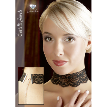 Cottelli Collection fűzős csipke nyakpánt (fekete)