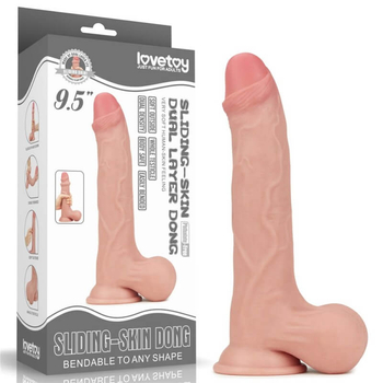 Lovetoy 9.5 Sliding Skin Dual Layer Dong Whole Testicle