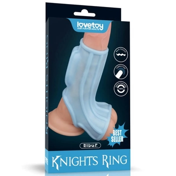 Lovetoy Vibrating Ridge Knights Ring With Scrotum Sleeve