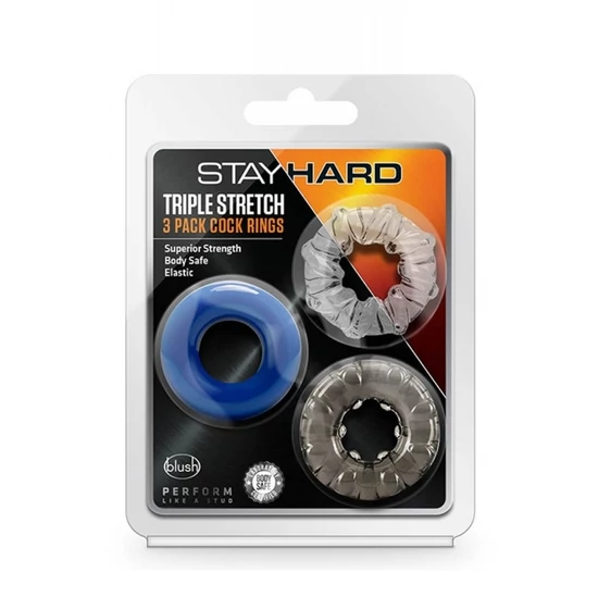 Blush Novelties Stay Hard Triple Stretch 3pack Cockrings