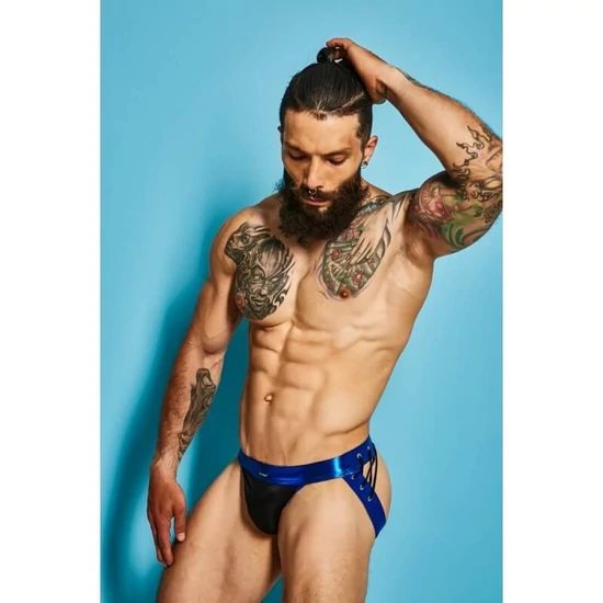 Cut4Men Desire Jockstrap Blue Leatherette