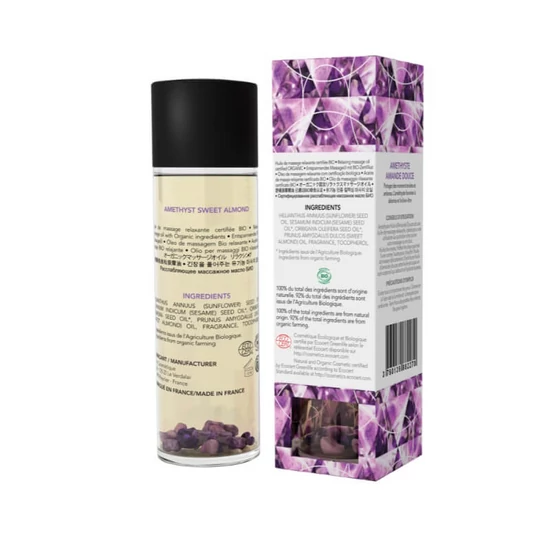 Exsens Organic Massage Oil With Stones Amethyst Sweet Almond