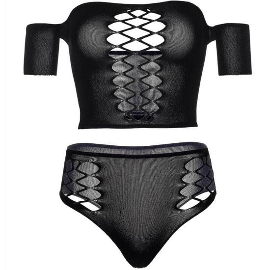 Leg Avenue Opaque Crop Top And Thong