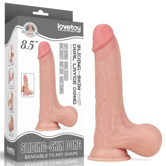 Lovetoy 8.5 Sliding Skin Dual Layer Dong Whole Testicle