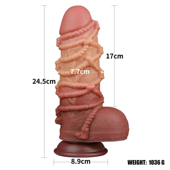Lovetoy 9.5 Dual Layered Platinum Silicone Cock With Rope