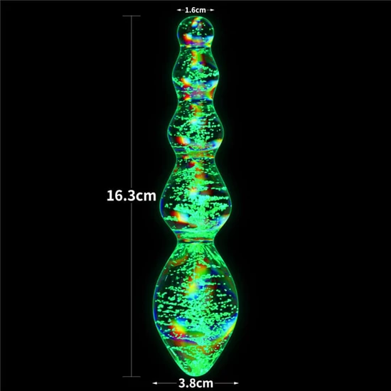 Lovetoy Glow In The Dark Twilight Gleam Glass Dildo Tantalizing Orbs