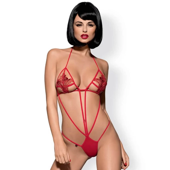 Obsessive Luiza tulipános pántos body (piros)