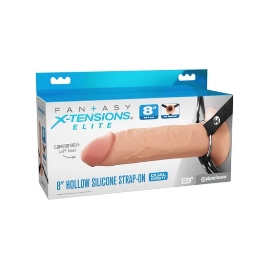 Pipedream Fantasy X-Tensions Elite 8 Silicone Hollow Strap-On Dual Density