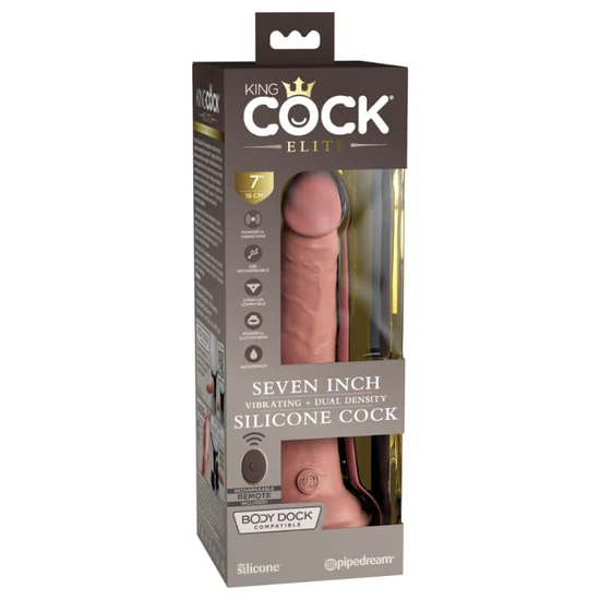 Pipedream King Cock Elite 7 Vibrating Dual Density Silicone Cock With Remote