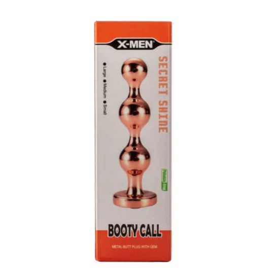 X-Men Secret Shine Booty Call Metal Butt Plug With Gem Gold M