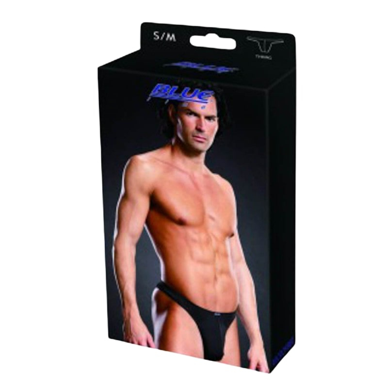 Blue Line Performance Microfiber Thong - szexi férfi alsó (fekete)