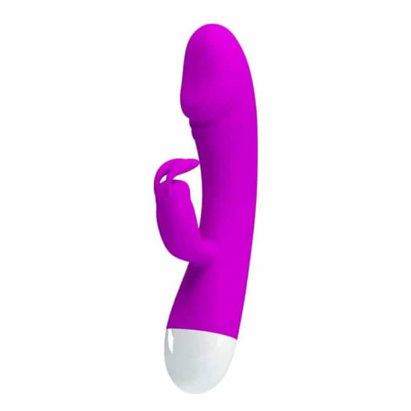 Pretty Love Will - szilikon, akkus, G-pontos, vízálló, csiklókaros, nyuszis vibrátor - 18 cm (lila)