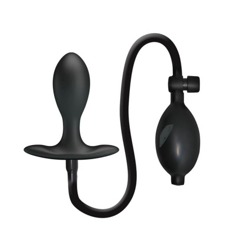 Pretty Love Inflatable Anal Plug - szilikon, vízálló, felpumpálható anál dildó - 9,1 cm (fekete)