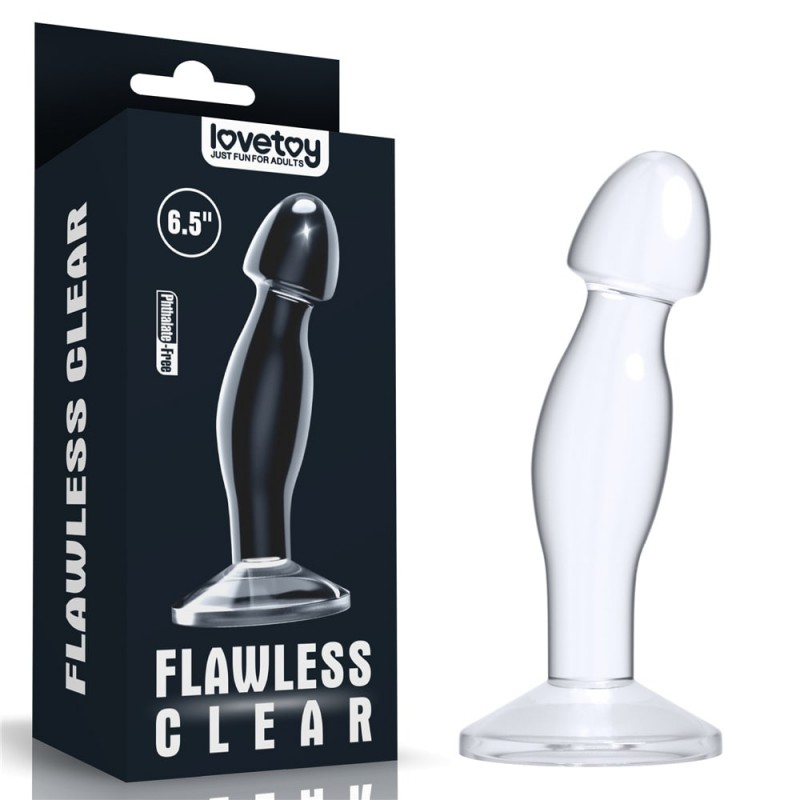 Lovetoy 6.5 Flawless Clear Prostate Plug - letapasztható, vízálló prosztata izgató - 16,5 cm (átlátszó)
