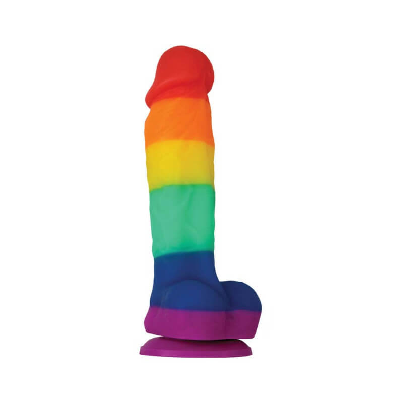 NS Novelties Colours Pride Edition 5" Dildo Rainbow - szilikon, letapasztható, herés, élethű dildó - 17,5 cm (színes)