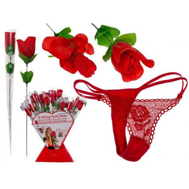 Out Of The Blue Rose With Red G-string - csipke tanga rózsával (piros)