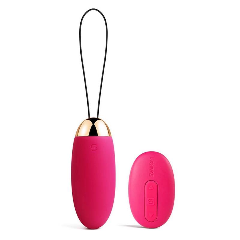 Svakom Elva - szilikon, akkus, távirányítós, G-pontos, csiklóizgatós, vízálló vibrációs tojás - 8 cm (piros)