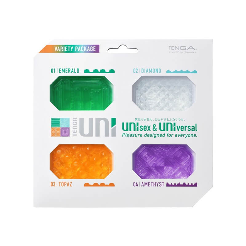 Tenga Uni Variety Pack - unisex maszturbátor szett (lila-narancssárga-átlátszó-zöld)