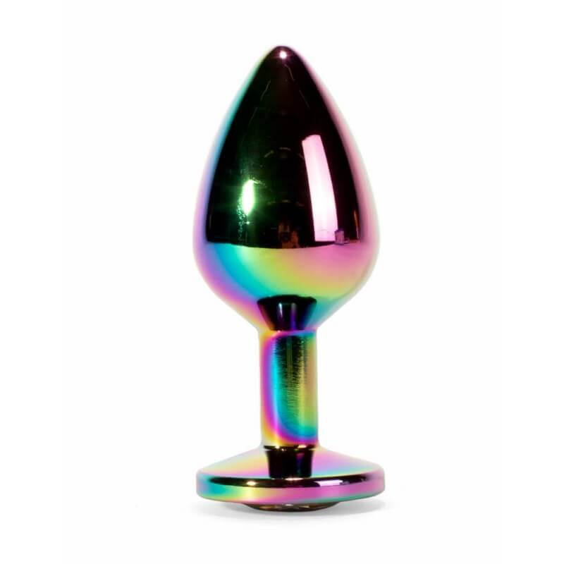X-Men Secret Shine Metal Butt Plug Rainbow L - fém, vízálló anál dildó - L méret - 9,5 cm (színes)