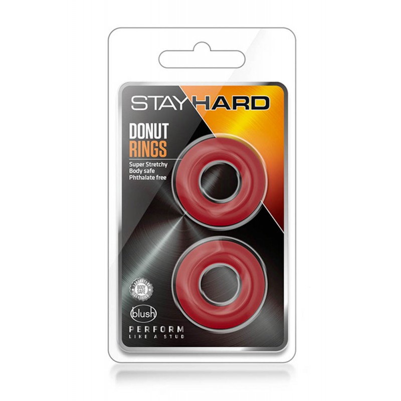 Blush Novelties Stay Hard Donut Rings - vízálló péniszgyűrű (piros)