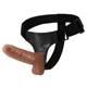 LyBaile Ultra Passionate Harness 6 - felcsatolható, herés, távirányítós, vízálló, élethű vibrátor hámmal - 16 cm (barna)