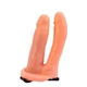 Lovetoy Unisex Hollow Strap-On Double Penetration - kétágú, felcsatolható, élethű dildó hámmal - 16,7/17,8 cm (testszínű)