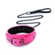 NS Novelties Electra Collar &amp; Leash - műbőr, fém, neoprén nyakörv és póráz - 54/95 cm (rózsaszín-fekete)
