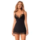 Obsessive Bella Rou Chemise &amp; Thong - babydoll és alsó (fekete)