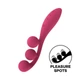 Satisfyer Tri Ball 1 - szilikon, akkus, csiklóizgatós, vízálló G-pont vibrátor - 20,5 cm (piros)