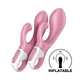 Satisfyer Air Pump Bunny 2 - szilikon, akkus, G-pontos, vízálló, csiklókaros vibrátor - 20 cm (piros)