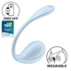Satisfyer Smooth Petal - szilikon, okos, akkus, G-pontos, vízálló vibrációs tojás - 23 cm (kék)
